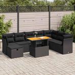 vidaXL 9-delige Loungeset met kussens poly rattan acacia, Tuin en Terras, Tuinsets en Loungesets, Verzenden, Nieuw, Rotan, Loungeset