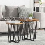 vidaXL Bijzettafelset 2 pcs Gerookte eik en Zwart 50 x 50 x, Huis en Inrichting, Tafels | Bijzettafels, Verzenden, Nieuw