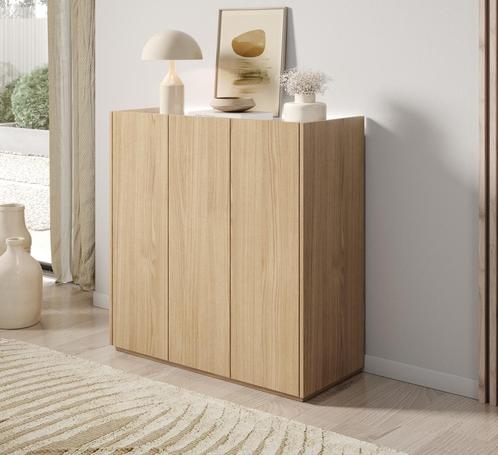 Meubella - Schoenenkast Eiken wit 95cm Opbergkast 3 deuren, Huis en Inrichting, Kasten | Vitrinekasten, 25 tot 50 cm, Nieuw, 50 tot 100 cm