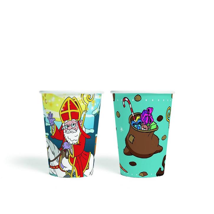 Bekers Sinterklaas & Ozosnel Cartoon (8st), Hobby en Vrije tijd, Feestartikelen, Nieuw, Ophalen of Verzenden