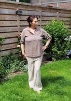 Linnen broek met elastische talie in LICHT BRUIN, Maat, Nieuw