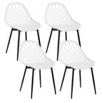 Set van 4 Scandinavische Eetkamerstoelen–Holle Rug en Metaal, Huis en Inrichting, Stoelen, Verzenden, Nieuw
