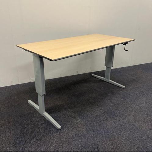Tweedehands lensvelt slinger bureau 160x80 cm, Trespa licht, Huis en Inrichting, Bureaus, Bureau, Gebruikt, In hoogte verstelbaar