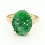 Ring - 14 karaat Geel goud - Jade, Sieraden, Tassen en Uiterlijk, Ringen, Nieuw