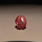 Oud-Romeins Kornalijn Intaglio met Minerva zittend. 1e-3e