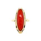 Gouden ring met bloedkoraal 14 krt, Sieraden, Tassen en Uiterlijk, Ringen, Ophalen of Verzenden, Nieuw