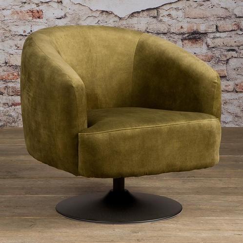*WOONWINKEL* Tower Living Barga Fluwelen Draaifauteuil Groen, Huis en Inrichting, Fauteuils, Nieuw, Stof, Verzenden