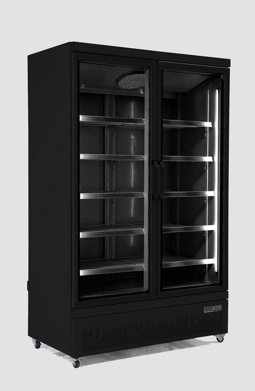 Koelkast 2 Glasdeuren | RVS | 1000 L | Zwart binnen + Buiten, Zakelijke goederen, Horeca | Keukenapparatuur, Verzenden