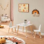 Kindertafelset Hovle met 2 stoelen wolkdesign wit en naturel, Verzenden, Nieuw