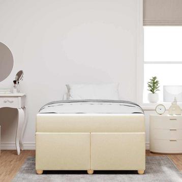 vidaXL Bedframe met matras Crème 120 x 190 cm Polyester beschikbaar voor biedingen