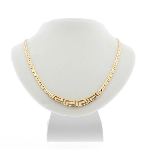 Gouden meander collier | 44 cm (meander motief), Sieraden, Tassen en Uiterlijk, Kettingen, Overige kleuren, Gebruikt, Goud, Ophalen of Verzenden