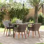 vidaXL 5-delige tuin eetset in grijs poly rattan, Tuin en Terras, Verzenden, Nieuw, Overige materialen