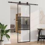 vidaXL Schuifdeur Zwart 76 x 205 cm Verstevigd glas,, Doe-het-zelf en Verbouw, Deuren en Horren, Verzenden, Nieuw