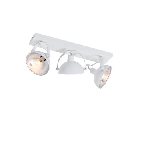 Industriële plafondlamp wit met zilver 3-lichts verstelbaar, Huis en Inrichting, Lampen | Spots, Nieuw, Overige materialen