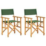 vidaXL Regisseursstoelen 2 st massief acaciahout groen, Verzenden, Nieuw, Hout