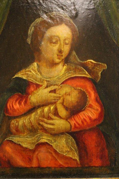 Anonymous - European School - 18th century - Madonna with, Antiek en Kunst, Kunst | Niet-Westerse kunst