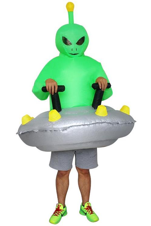 KIMU® Opblaas Kostuum Ufo Alien Opblaasbaar Pak Alienpak Mas, Kleding | Heren, Carnavalskleding en Feestkleding, Kleding, Nieuw