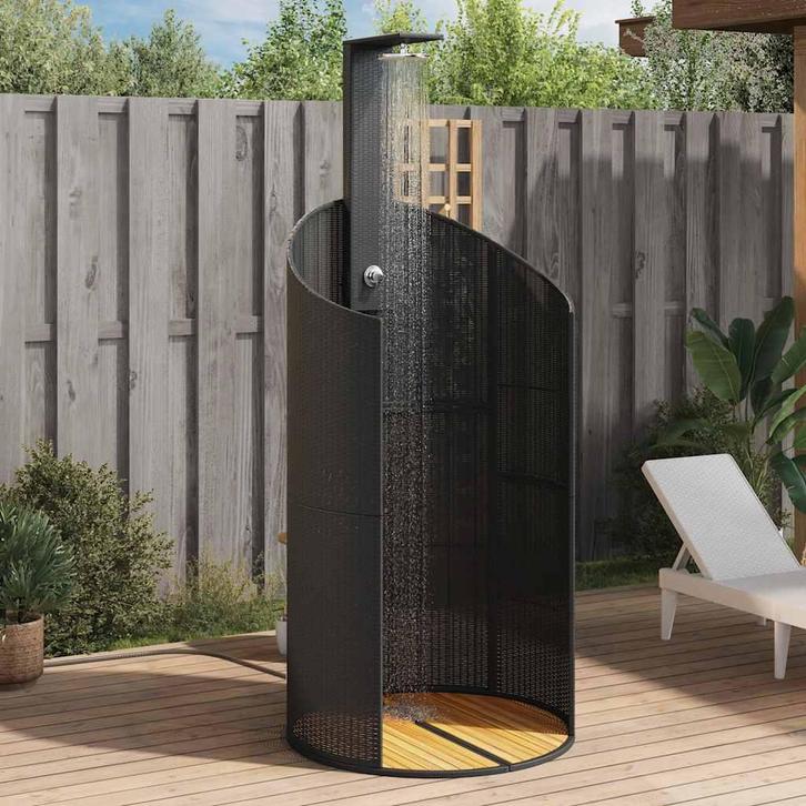 vidaXL Buitendouche 100x100x241,5 cm poly rattan en, Tuin en Terras, Zwembad-toebehoren, Nieuw, Verzenden