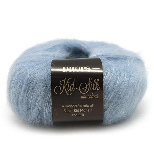 DROPS Kid-Silk Uni Colour - 08 licht denimblauw - Mohair G, Hobby en Vrije tijd, Breien en Haken, Ophalen of Verzenden