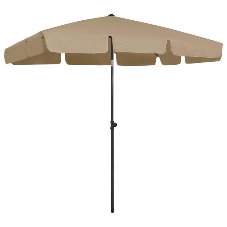 vidaXL Strandparasol 200x125 cm taupe, Tuin en Terras, Parasols, Strandparasol, Nieuw, 2 tot 3 meter, Verzenden