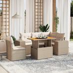 vidaXL 6-delige Loungeset met kussens poly rattan beige, Verzenden, Nieuw, Rotan, Loungeset