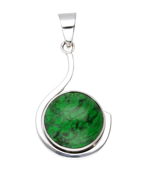 Zilveren Maw Sit Sit Jade edelsteen krul groot kettinghanger, Sieraden, Tassen en Uiterlijk, Kettinghangers, Verzenden