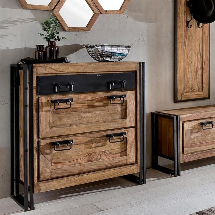 *WOONWINKEL* Schoenenkast Met Zwart Metalen Handgrepen, Huis en Inrichting, Kasten | Schoenenkasten, Nieuw, Verzenden