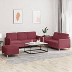 vidaXL 3-delige Loungeset met kussens stof wijnrood, Huis en Inrichting, Banken | Bankstellen, Verzenden, Nieuw, Vierpersoons of meer