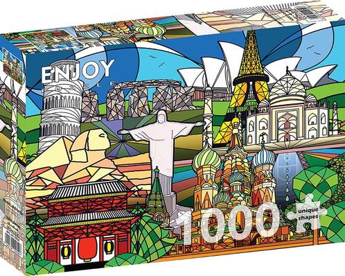 World Landmarks Puzzel (1000 stukjes) | Enjoy Puzzle -, Hobby en Vrije tijd, Denksport en Puzzels, Nieuw, Verzenden