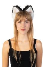 Haarband Furry Oortjes Zwart Wit Roze Kat Poes Vos Diadeem D, Ophalen of Verzenden, Nieuw, Carnaval, Accessoires