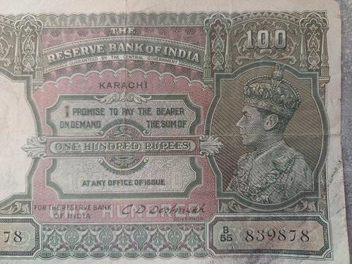 India. - 100 Rupees - ND (1943) - Pick 20k (Zonder, Postzegels en Munten, Munten | Nederland