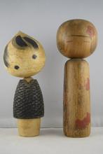 Oude Kokeshi-poppen - Hout - Muhitsu Miyajima - Japan -, Antiek en Kunst