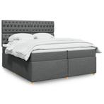 vidaXL Boxspring met matras stof donkergrijs 200x200 cm, Huis en Inrichting, Slaapkamer | Bedden, Verzenden, Overige maten, 200 cm