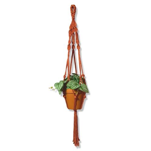 Plantenhanger Helix Rood/Roestbruin - Katoen - Macramé -, Huis en Inrichting, Woonaccessoires | Overige, Nieuw, Ophalen of Verzenden