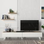 [en.casa] TV-meubel met plankenset Saarijärvi eiken en wit, Nieuw, Verzenden