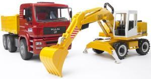 Bruder MAN TGA vrachtwagen met Liebherr graafmachine, Kinderen en Baby's, Speelgoed | Overig, Ophalen of Verzenden