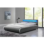 Gestoffeerd bed Sevilla - 140 x 200 cm - Donkergrijs - LED V, Verzenden, Nieuw