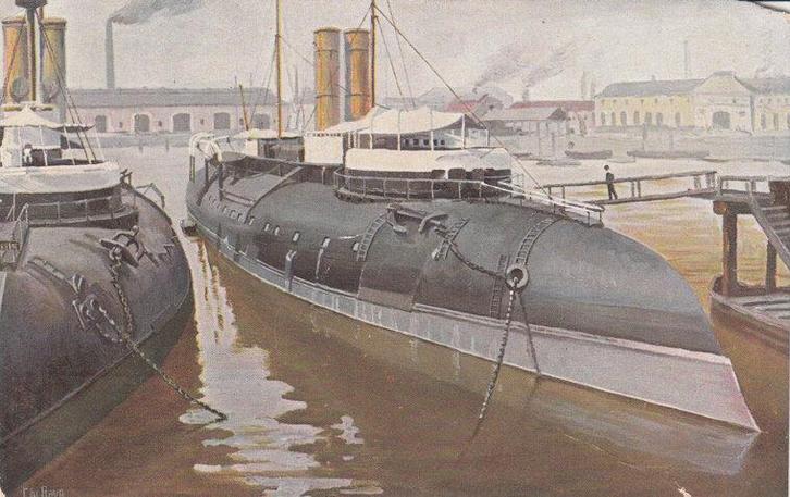 MILITAIR - Fransche Kustpantserschepen bij Cherbourg, 1907, Verzamelen, Ansichtkaarten | Nederland, Verzenden