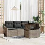 vidaXL Tuin Sofa Set met opslag 5 pcs Grijs Poly riet, Verzenden, Nieuw, Rotan
