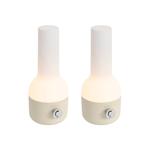 Set van 2 buiten tafellampen beige met wit incl. LED, Huis en Inrichting, Lampen | Tafellampen, Nieuw, Kunststof, Modern, Minder dan 50 cm