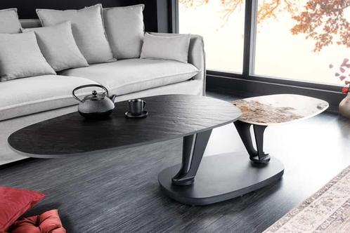 Draaibare salontafel MOVEMENT zwart wit natuursteen keramiek, Huis en Inrichting, Tafels | Salontafels, Ophalen of Verzenden