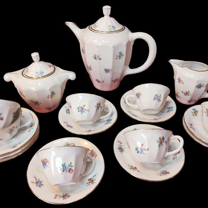 Tafelservies (17) - Limosa bloemdecor en gouden randen. -, Antiek en Kunst, Antiek | Meubels | Tafels