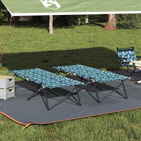 vidaXL Opvouwbaar Camping Bed Vouw 2 pcs Bladpatroon 206 x, Caravans en Kamperen, Kampeermeubelen, Nieuw, Verzenden