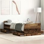 vidaXL Bedframe zonder matras bewerkt 90x190 cm bewerkt hout, 90 cm, Eenpersoons, Bruin, Verzenden
