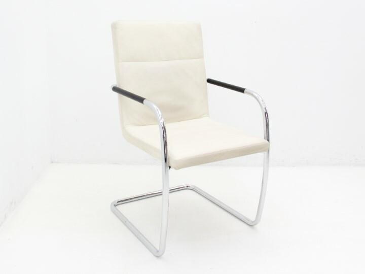 Vergaderstoel Thonet - bekleding leder crème - slede chroom, Zakelijke goederen, Kantoor en Winkelinrichting | Kantoormeubilair en Inrichting
