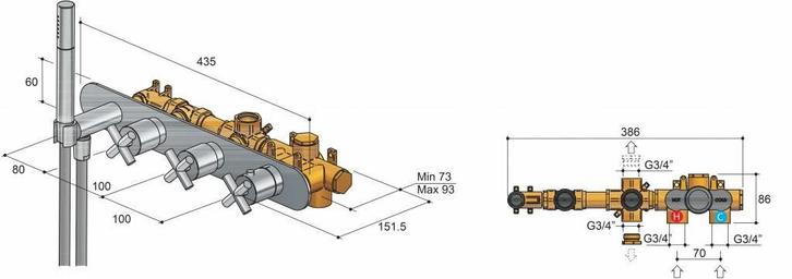 Chap Inbouw Bad Douche Thermostaat Met 2 Stopkranen 061, Doe-het-zelf en Verbouw, Sanitair, Ophalen of Verzenden