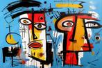 674 - Schilderij man, vrouw, hond in Herman Brood stijl, Oorspronkelijke maker, Verzenden, Nieuw, Schilderij