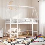 vidaXL Halfhoogslaper met ladder en bedhuis grenenhout wit, Huis en Inrichting, 90 cm, Eenpersoons, Verzenden, Wit