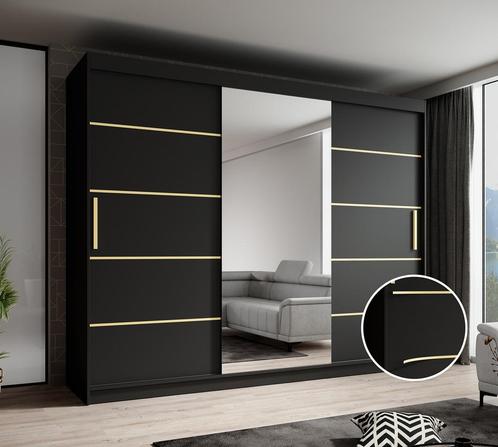 Meubella | Kledingkast mat zwart 250x62x200 schuifdeur, Huis en Inrichting, Kasten | Vitrinekasten, 50 tot 75 cm, Nieuw, 200 cm of meer
