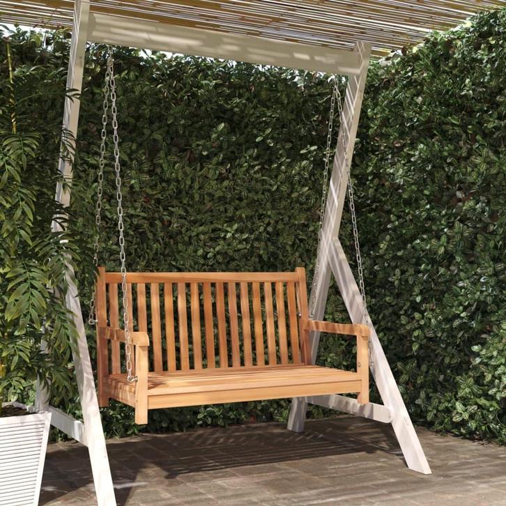 vidaXL Schommelbank 114x60x64 cm massief teakhout, Tuin en Terras, Tuinbanken, Nieuw, Teakhout, Verzenden